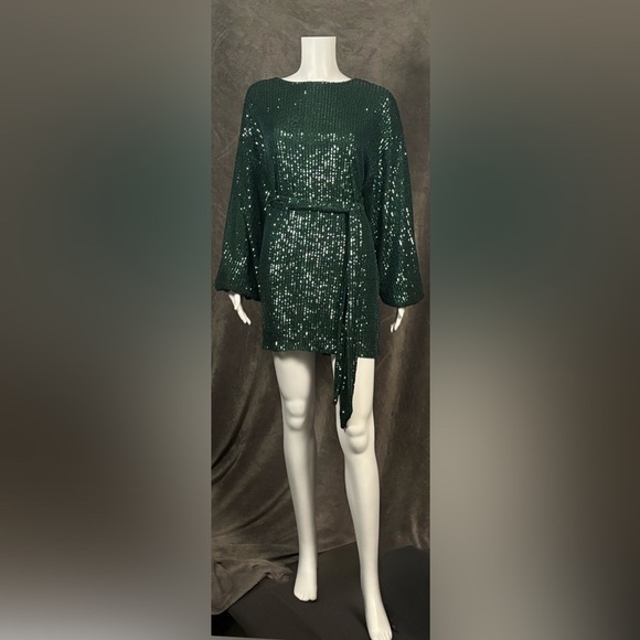 💚Show Me Your Mumu “Sure Thing” Sequin Mini Dress | Emerald Green | M NWT - Picture 2 of 5